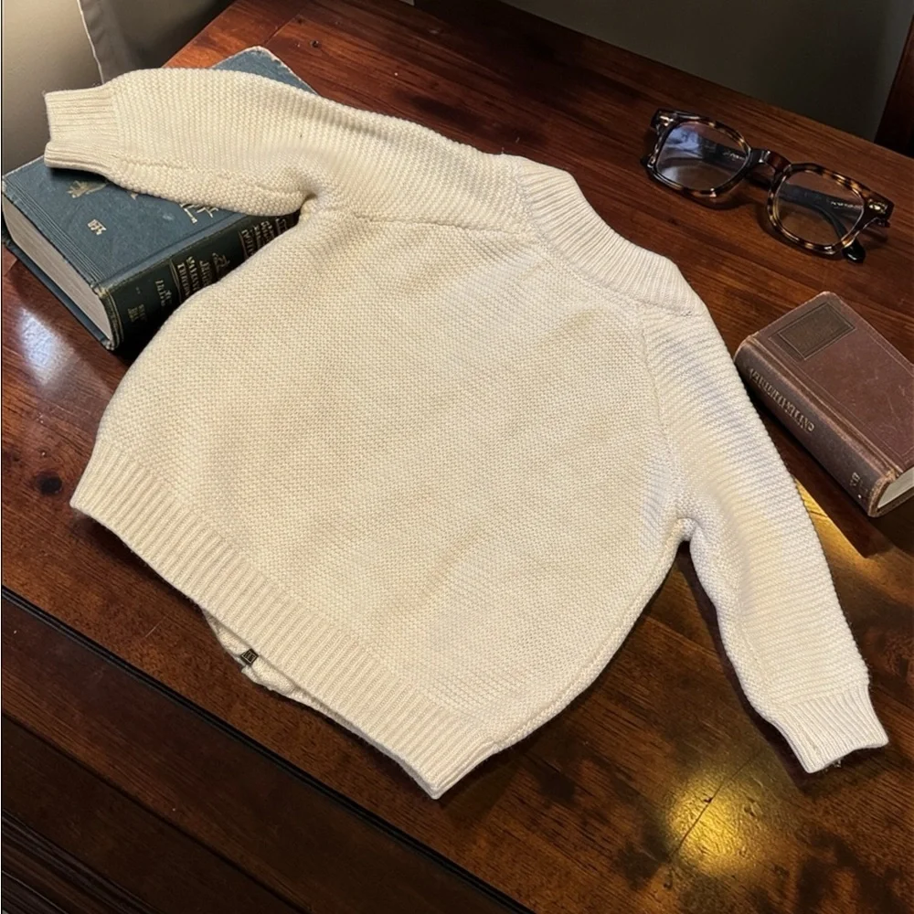 Gymboree Cream Zip-Up Knit Cardigan